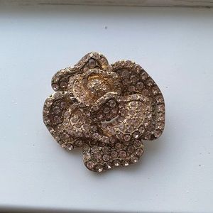 Pink Bejeweled Rose Brooch